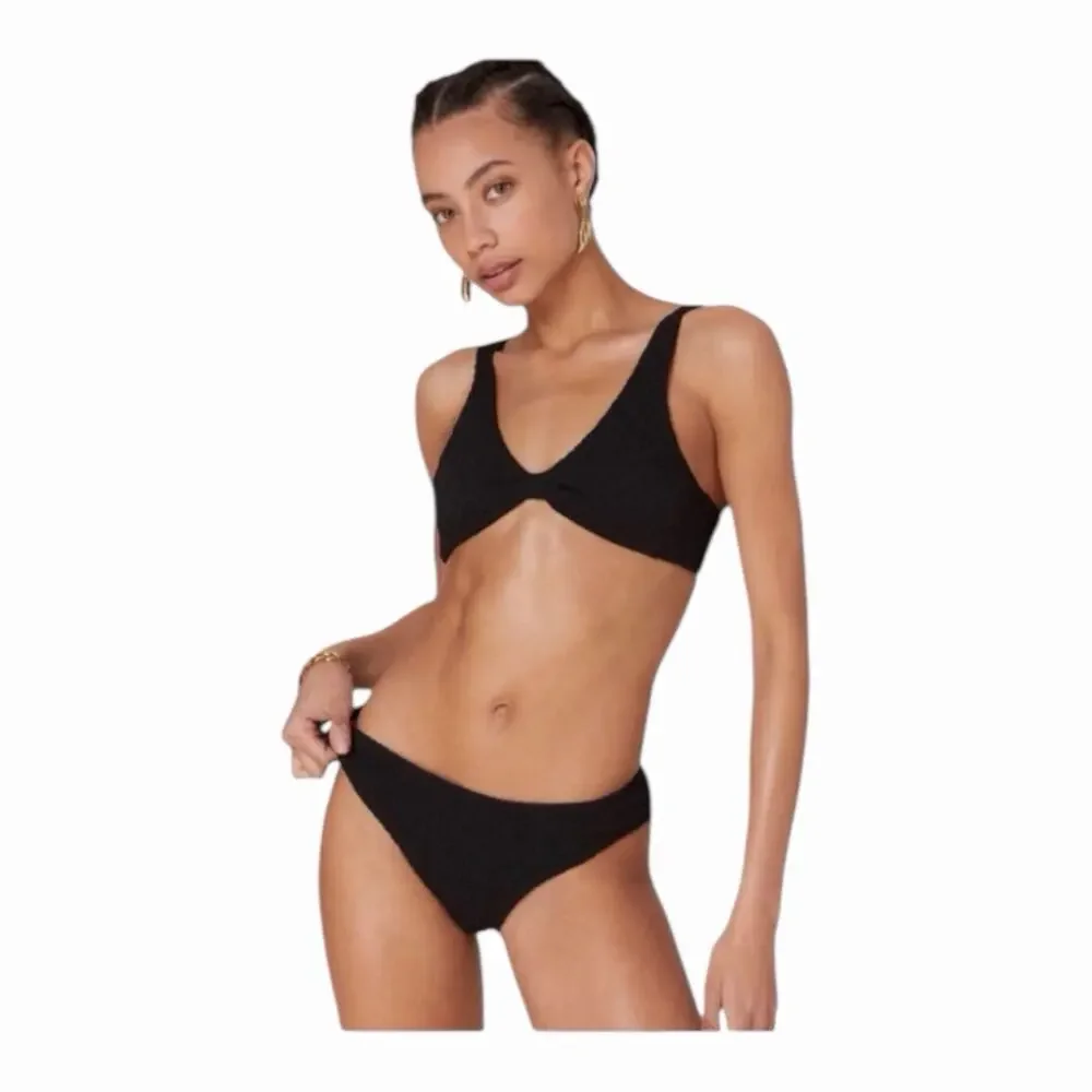 Andie x Mindy The Bikini Bottom NWT size XL in Black Textured Swimsuit